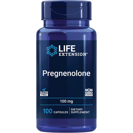 Frasco de suplemento Life Extension Pregnenolona 100 cápsulas