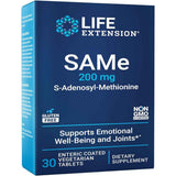 Frasco de suplemento Life Extension SAMe 200 mg 30 tabletas