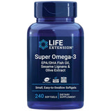 Frasco de Life Extension Super Omega-3, presentación de 240 cápsulas blandas.
