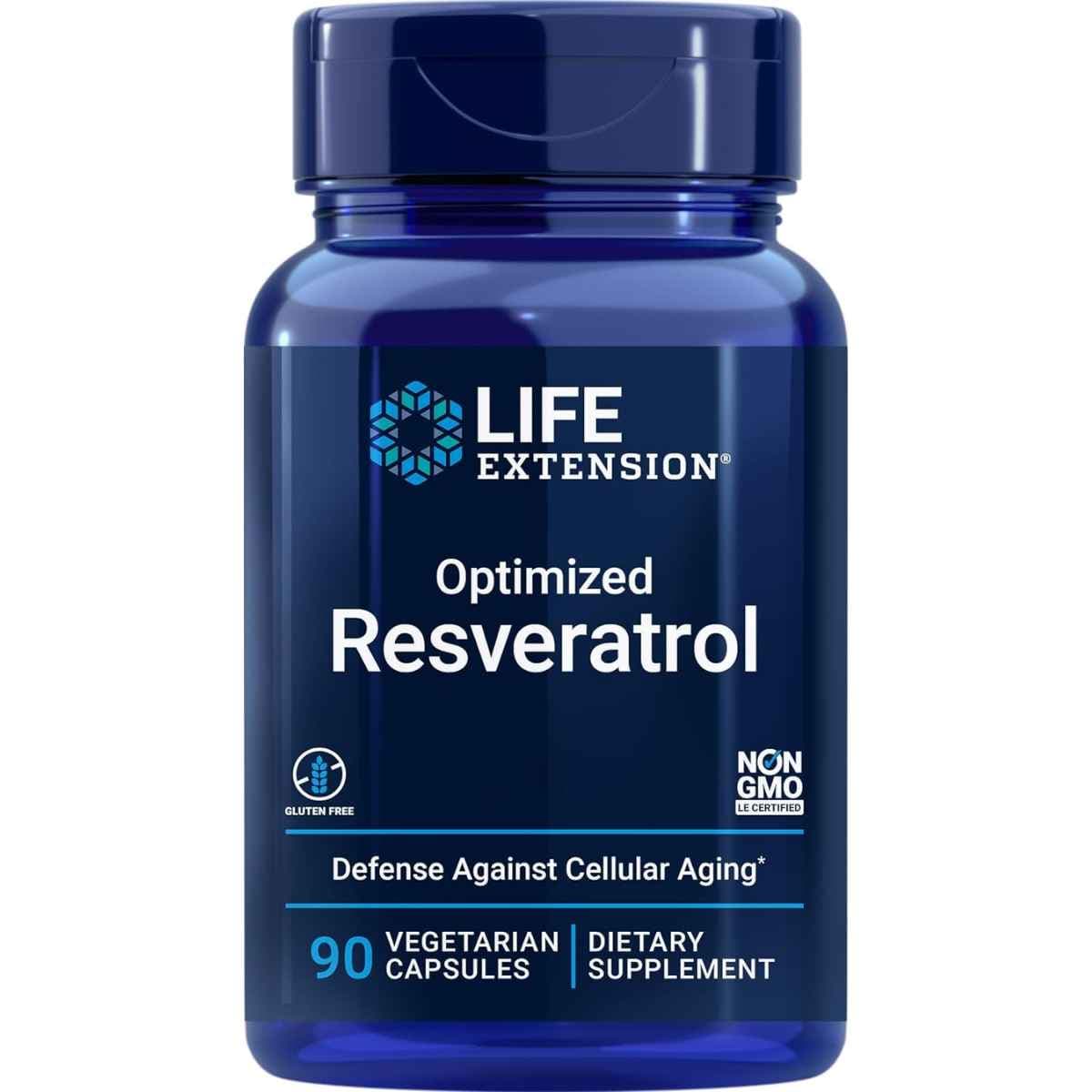 Tabla nutricional del suplemento Life Extension Trans-resveratrol 250 mg 90 cápsulas