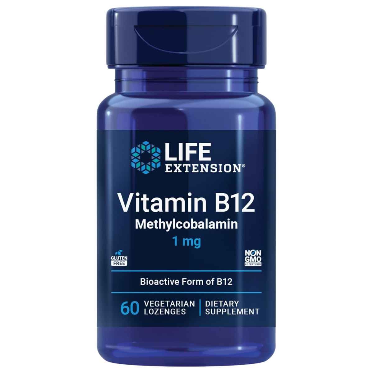 Life Extension vitamina B12 metilcobalamina 1 mg 60 tabletas frontal