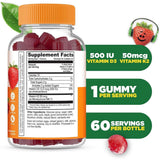 Etiqueta posterior de Lifeable Kids D3 y K2 con información nutricional, ingredientes y cantidades por gomita.