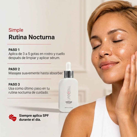 Modo de uso nocturno del aceite facial LifeCell con retinol