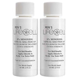 Dos botellas frontales de solución tópica LifeCell con minoxidil al 5 % para hombres, de 60 ml cada una