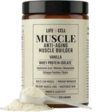 Frasco frontal de LifeCell Muscle con proteína de suero y colágeno, variante Vainilla