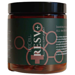 Frasco frontal de LifeCell ResV+ suplemento de resveratrol