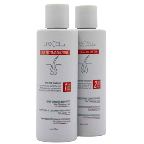 Set LifeCell con champú y acondicionador para cabello fino, dos botellas de 189 ml cada una