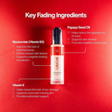 Etiqueta lateral de LifeCell suero facial con niacinamida y lista de ingredientes