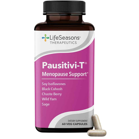 Frasco de suplemento LifeSeasons Pausitivi-T Fórmula Herbal para Mujer 60 cápsulas