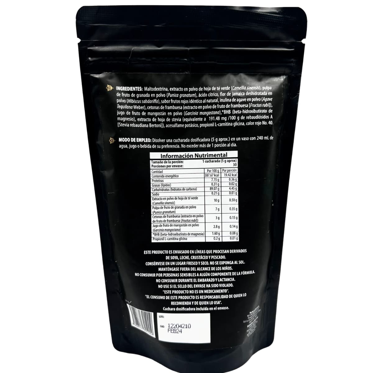 Información nutricional y modo de uso de Livenat K TO Live Tea, 150 g