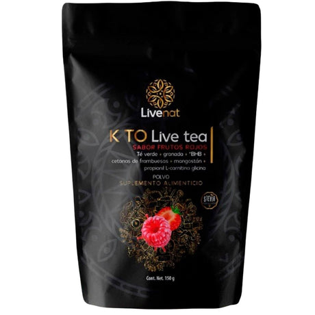 Bolsa frontal de Livenat K TO Live Tea sabor frutos rojos, 150 g