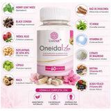 Livenat Oneida Live 60 cápsulas infografía de ingredientes