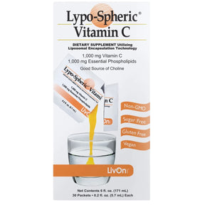 Caja de LivOn Labs Vitamina C Liposomal en presentación de 30 sobres