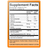 Etiqueta de LivOn Labs Vitamina C Liposomal con información de ingredientes y Supplement Facts