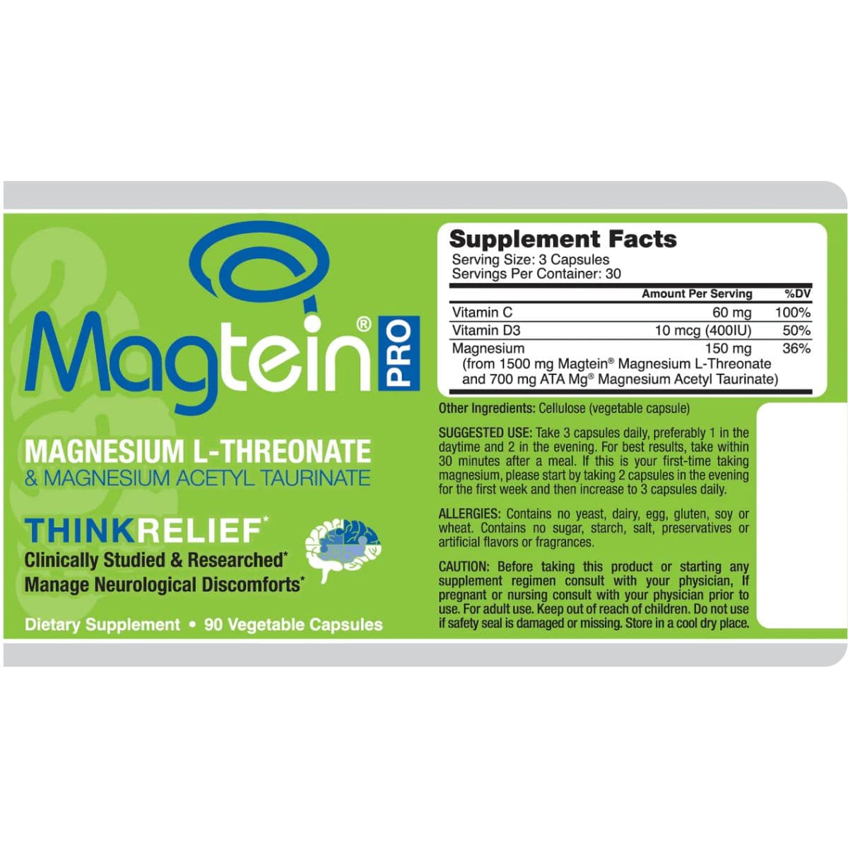 Información del suplemento de Magceutics MagteinPRO fórmula de magnesio, 90 cápsulas