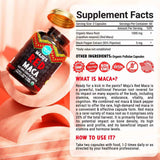 Tabla nutricional del suplemento MAJU Maca Roja Orgánica con Pimienta Negra 120 cápsulas