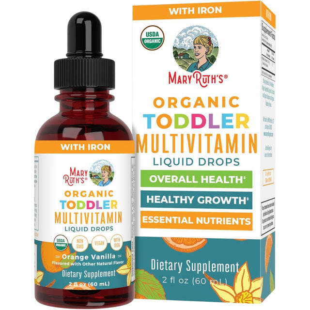 Frasco de suplemento MaryRuth Organics Multivitamínico con Hierro Niños Pequeños 60 ml