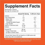 Frasco de MaryRuth’s Kids Omega-3 Gummies sabor naranja junto a información visual del producto