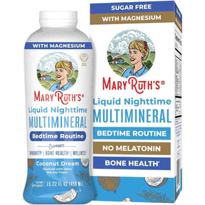 MaryRuth's Liquid Nighttime Multimineral Coconut Dream, frasco y caja de 450 mL