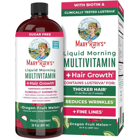 Frasco de suplemento MaryRuth's Multivitamínico Líquido de Mañana sabor Fruta del Dragón Melón 30 fl oz