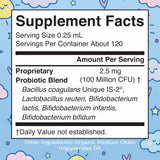 Tabla nutricional del suplemento MaryRuth's Organic Infant Liquid Probiotic 30 m