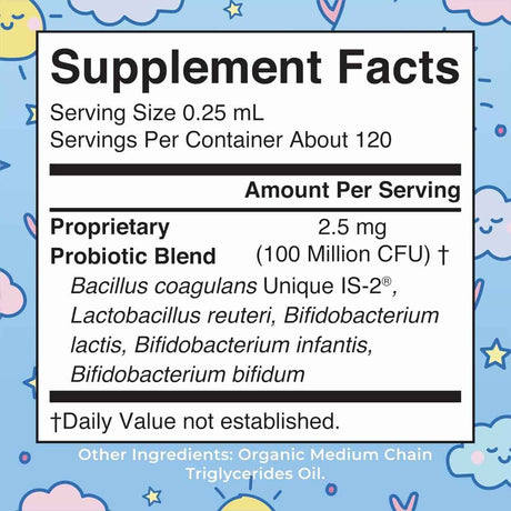 Tabla nutricional del suplemento MaryRuth's Organic Infant Liquid Probiotic 30 m
