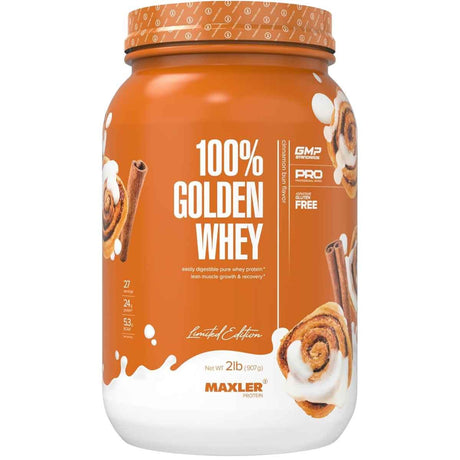 Maxler 100% Golden Whey proteína de suero en polvo, sabor canela, envase de 2 lb