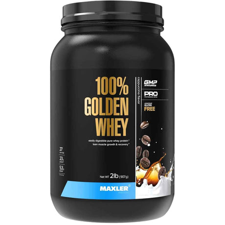 Maxler 100% Golden Whey proteína de suero en polvo, sabor capuchino, envase de 2 lb