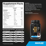 Información nutricional de Maxler 100% Golden Whey proteína de suero en polvo, sabor chocolate
