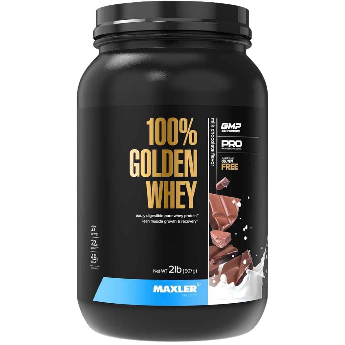 Maxler 100% Golden Whey proteína de suero en polvo, sabor chocolate con leche, envase de 2 lb