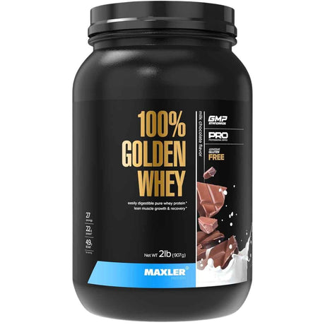 Maxler 100% Golden Whey proteína de suero en polvo, sabor chocolate con leche, envase de 2 lb