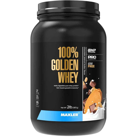 Maxler 100% Golden Whey proteína de suero en polvo, sabor chocolate con mantequilla de maní, envase de 2 lb