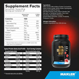 Información nutricional de Maxler 100% Golden Whey proteína de suero en polvo, sabor crema de fresa