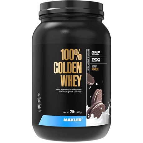 Maxler 100% Golden Whey proteína de suero en polvo, sabor galletas y crema, envase de 2 lb