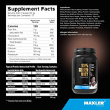 Información nutricional de Maxler 100% Golden Whey proteína de suero en polvo, sabor galletas y crema