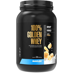 Maxler 100% Golden Whey proteína de suero en polvo, sabor plátano y crema, envase de 2 lb