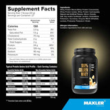 Información nutricional de Maxler 100% Golden Whey proteína de suero en polvo, sabor plátano y crema
