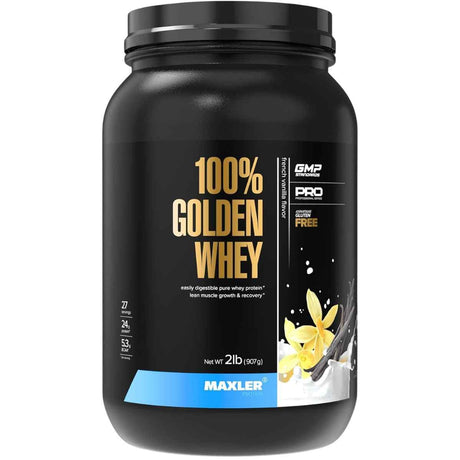 Maxler 100% Golden Whey proteína de suero en polvo, sabor vainilla francesa, envase de 2 lb
