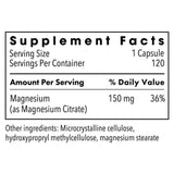 Etiqueta del suplemento Metabolic Maintenance Magnesium Citrate, 120 cápsulas