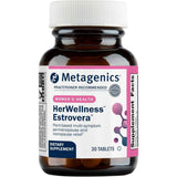Frasco de suplemento Metagenics HerWellness Estrovera 30 tabletas