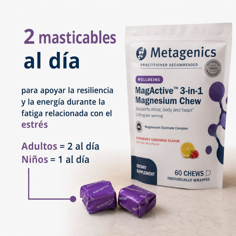 Metagenics MagActive magnesio masticable sabor frambuesa limonada