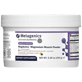Metagenics MagActive magnesio en polvo sabor fresa limonada, envase de 150 g