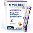 Caja y sobre de Metagenics MagActive magnesio en polvo sabor fresa limonada de 30 sobres