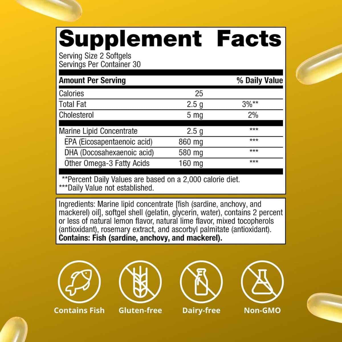 Información del suplemento Metagenics OmegaGenics 3 en 1 aceite de pescado 720 mg EPA DHA 60 cápsulas blandas