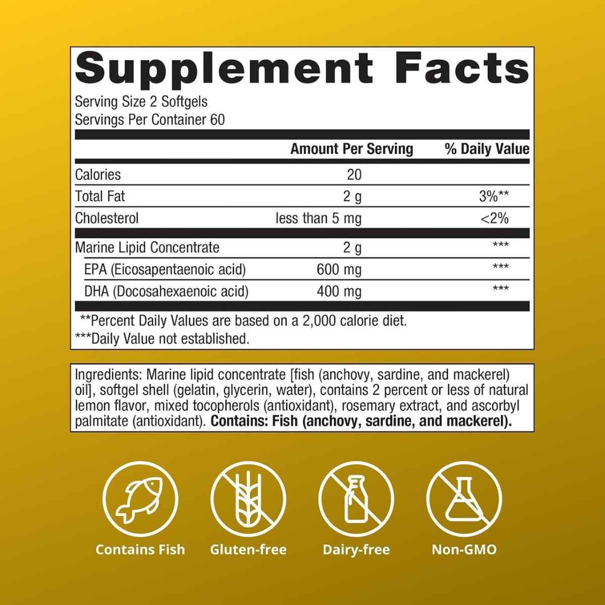 Información del suplemento Metagenics OmegaGenics aceite de pescado EPA DHA 500 mg 120 cápsulas blandas