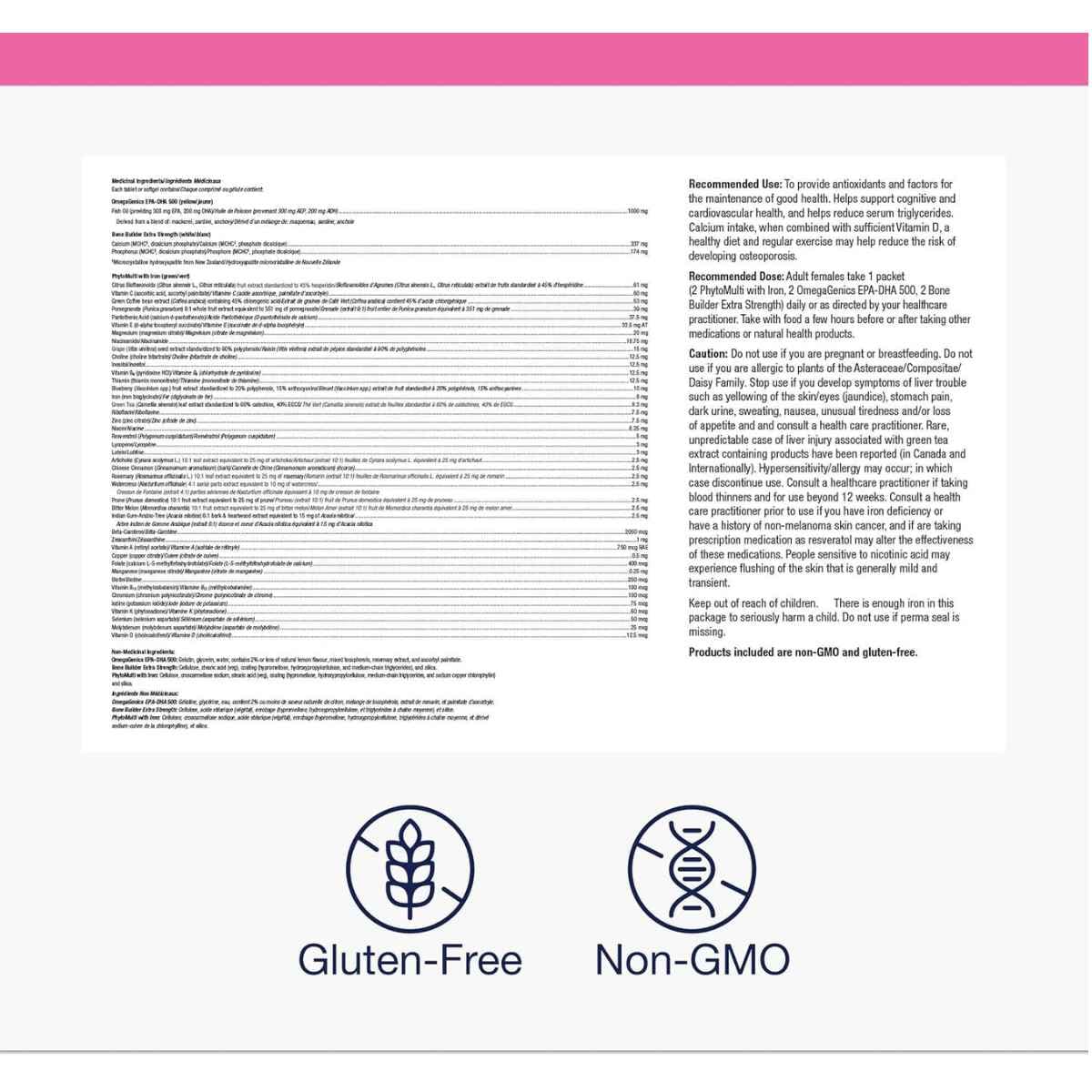 Información del producto Metagenics Wellness Essentials Women’s Daily Packs 30 paquetes diarios