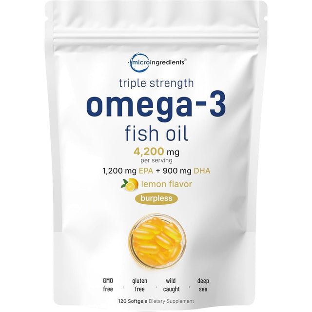 Frasco de suplemento Micro Ingredients Aceite de Pescado Omega-3 120 cápsulas blandas