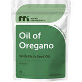 Bolsa frontal de Micro Ingredients aceite de orégano con aceite de semilla negra en presentación de 75 cápsulas blandas
