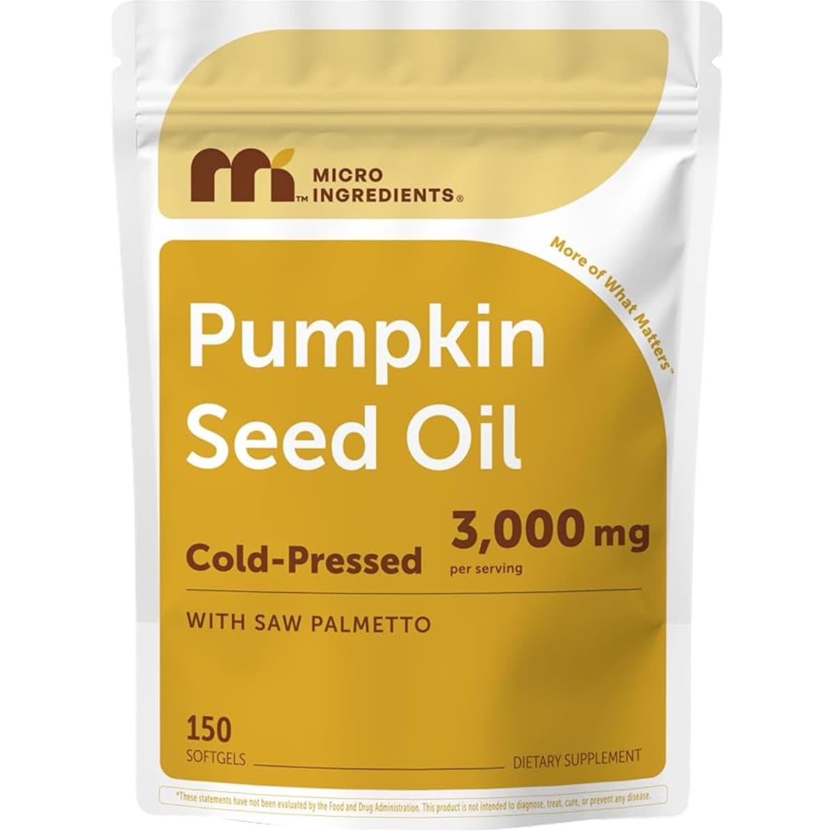 Bolsa de Micro Ingredients Aceite de Semilla de Calabaza con Saw Palmetto de 150 cápsulas blandas