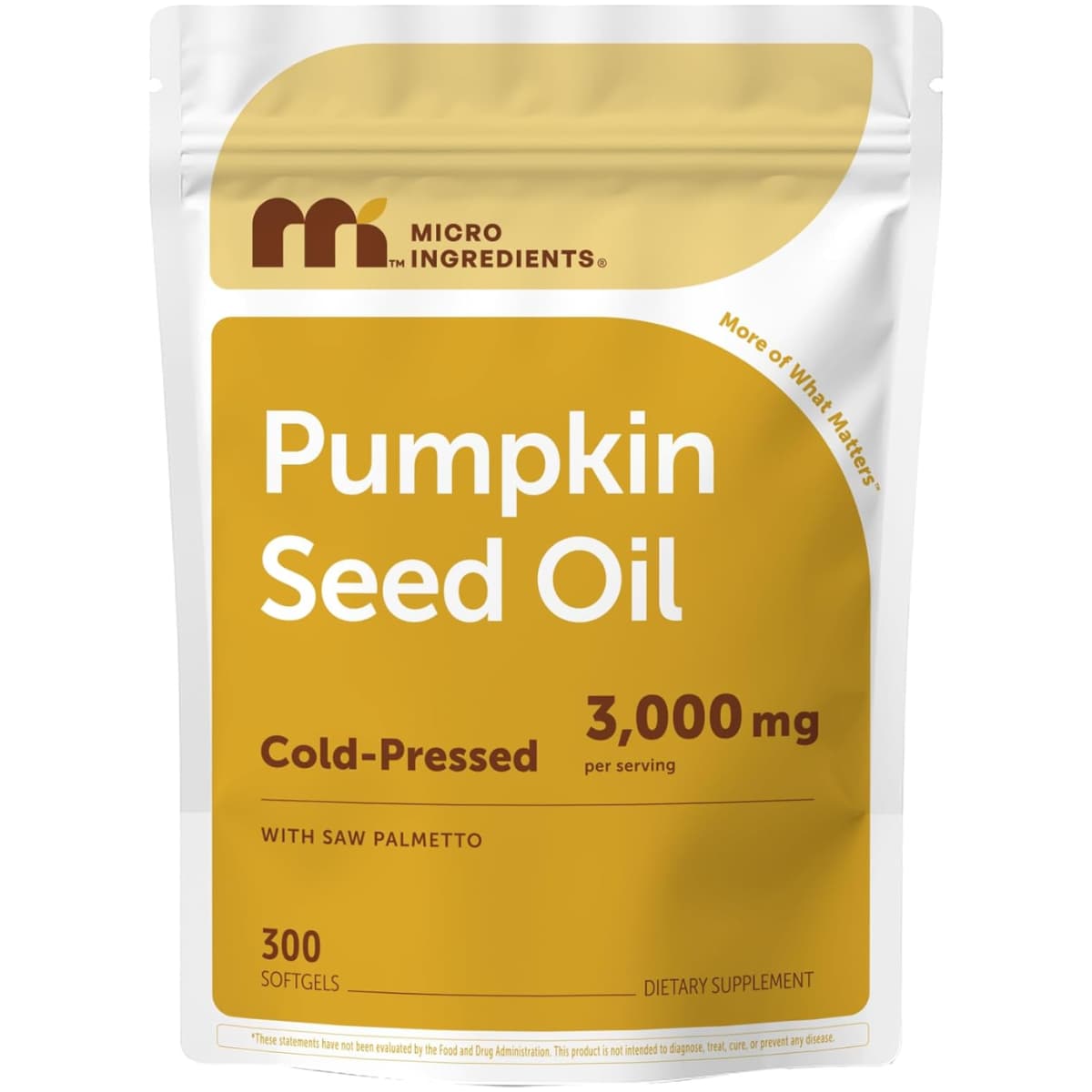 Bolsa de Micro Ingredients Aceite de Semilla de Calabaza con Saw Palmetto de 300 cápsulas blandas